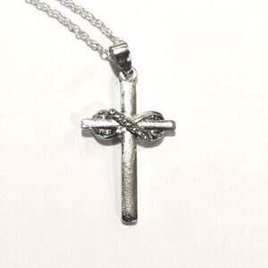 925 Silver Infinity Cross Necklace Christian Gemstone Crucifix Birthday Gift New